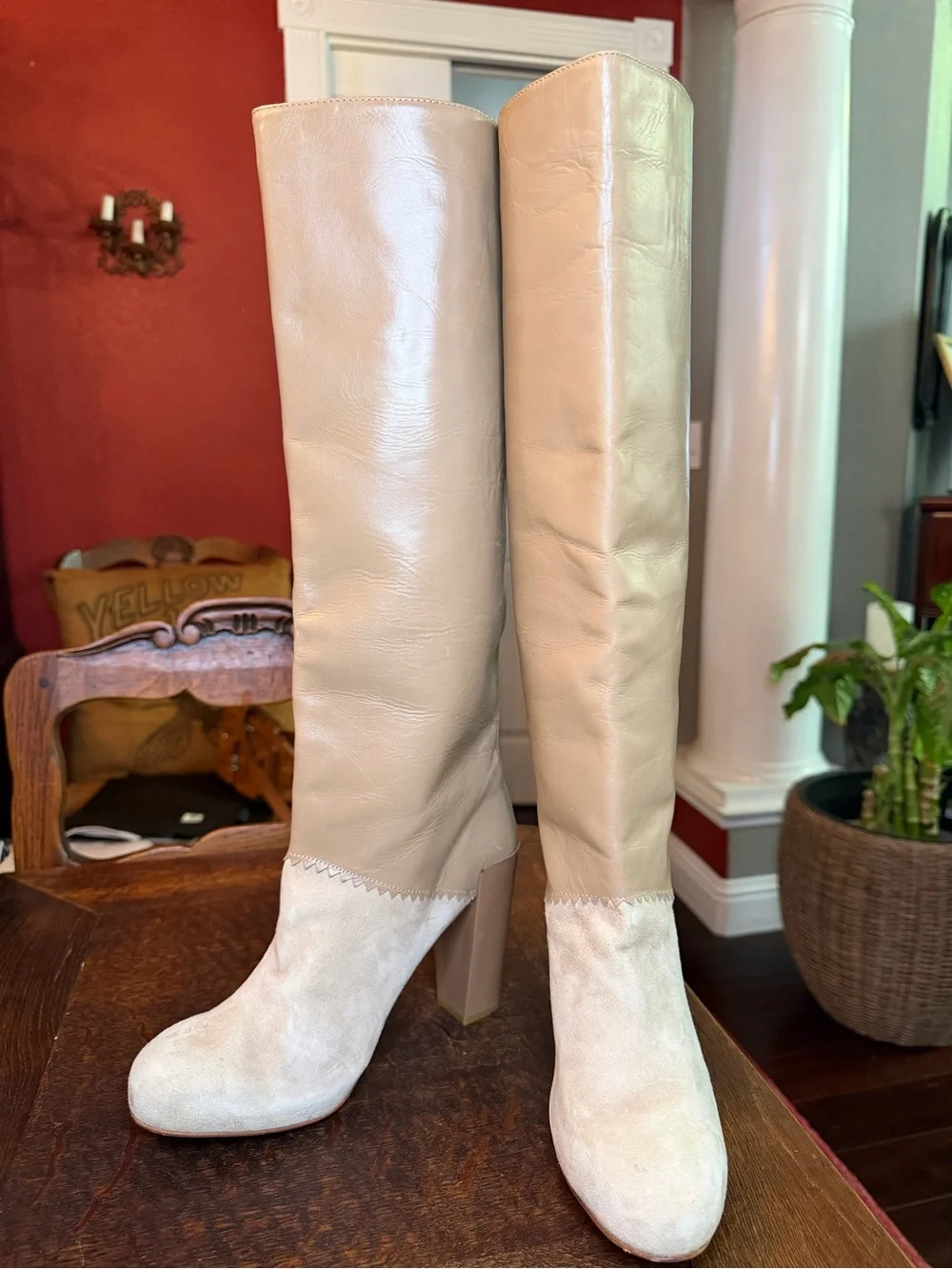Dorothee Schumacher Two-Tone Leather Suede Knee High Boots 39.5